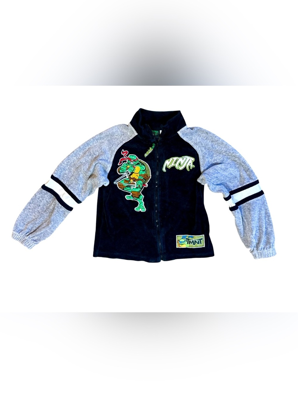 Vintage kids Size 6 Teenage Mutant Ninja Turtles Black & Gray Zip-Up Kids Jacket - Picture 2 of 9